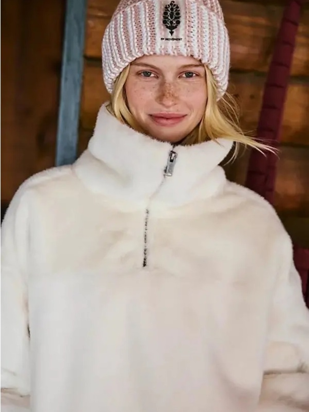NWT Free People FP Movement Alpine Faux Fur Half-Zip